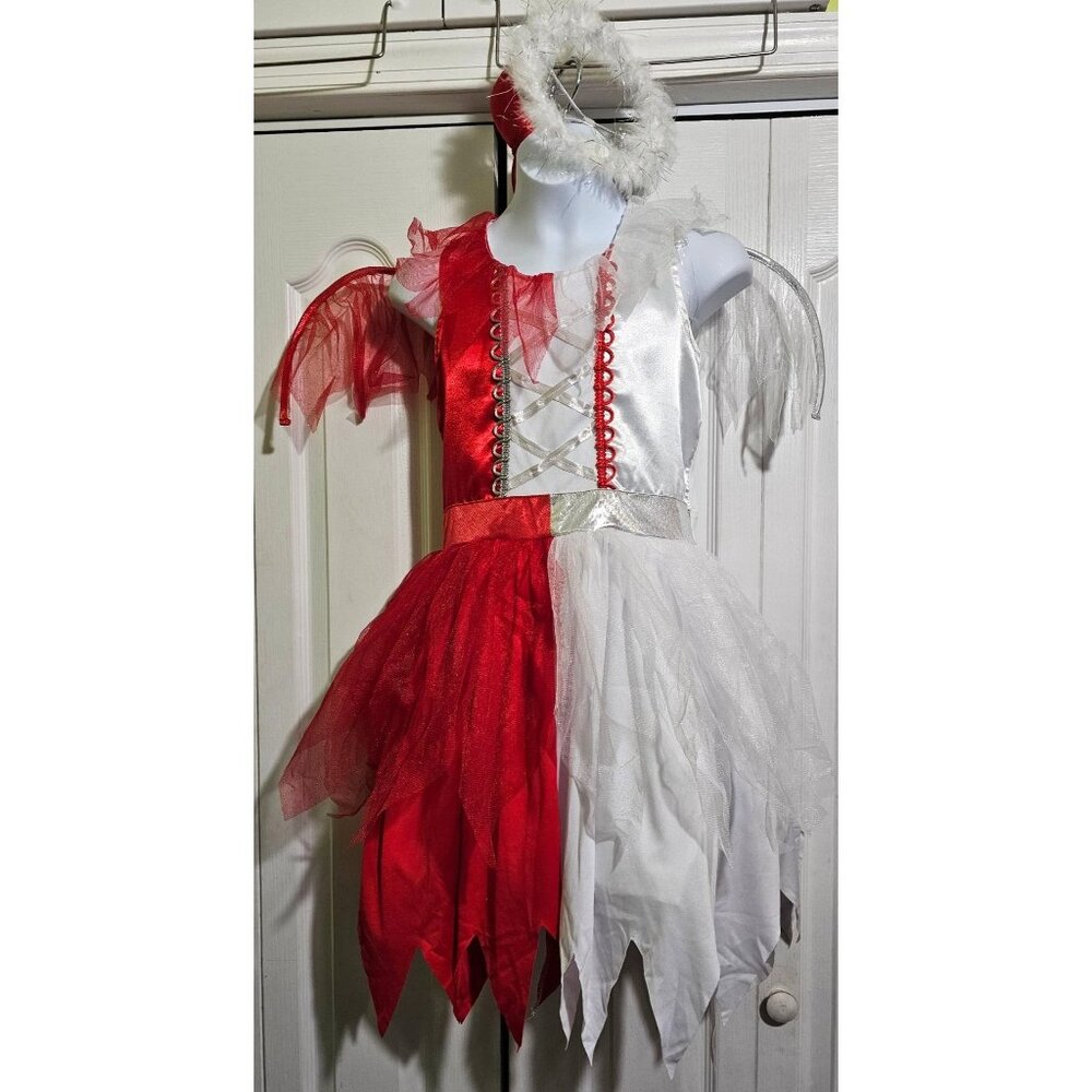 Naughty and Nice Costume Devil Angel Dress Halo Horns Headband Wings Halloween L